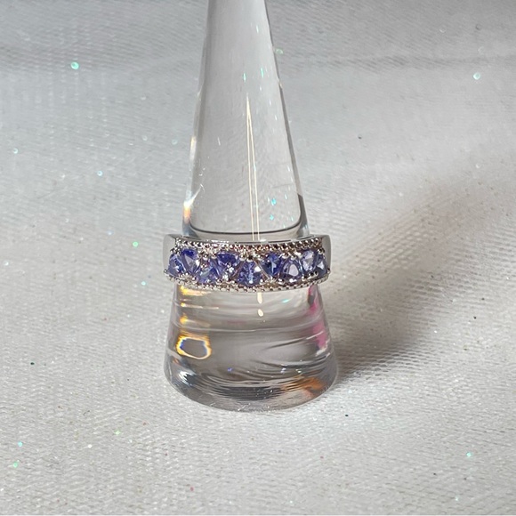 925 Silver Trillion Cut Tanzanite (December Birthstone) Ring Size 10 - Picture 4 of 16